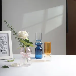 China supplier handmade colored glass cylinder flower vase for home decor