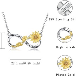 สร้อยคอช็อคเกอร์ลายดอกทานตะวันอินฟินิตี้  ชุบเงินแท้ S925  พร้อมสลักข้อความ - Product Image 2