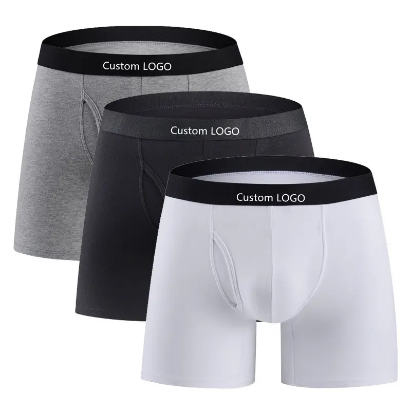 Clf Hot Koop Katoen Modal Mid-Rise Ademende Lange Been Custom Logo Boxershorts Mannen Ondergoed Boxer