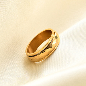 Bague rotative en acier inoxydable 6 mm, bague de couple à facettes pour femme, bijoux de fiançailles, design géométrique, couleur or acier - Product Image 4
