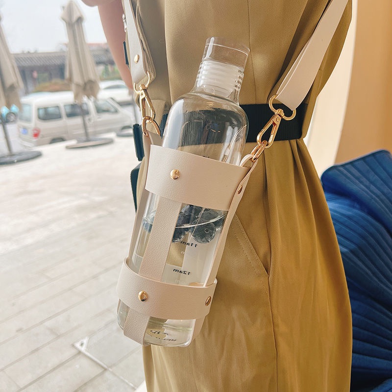 In sock clear single layer glass water bottle high borosilicate glass bottle