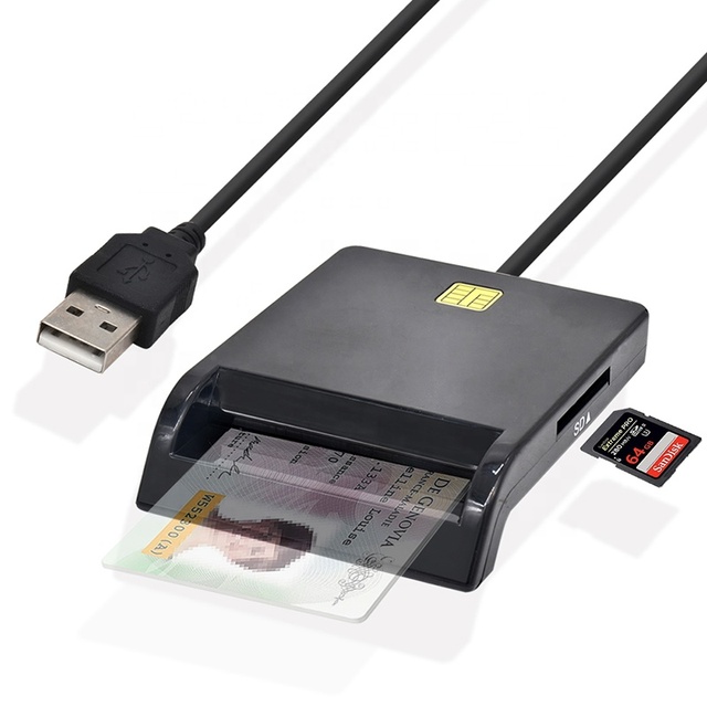 USB CAC Smart Card Reader Support SD TF SIM