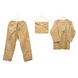 Conjunto de Pijama de 3 Piezas para Mujer, Estampado Elegante, Manga Larga, Cuello Redondo, Tejido Suave, 100% Algodón, Ropa de Dormir, Regalo - Product Image 1