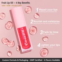 Private Label Fruitgeurende Lip Olie High Shine Glans Lip Glow Tint Hydraterende Lipgloss Aangepaste Logo Groothandel Lage MOQ