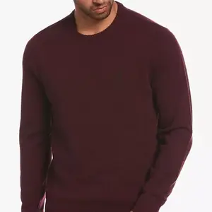 WJH定制高品质冬季春季男装套头衫大码长袖针织羊羔羊圆领针织男式毛衣