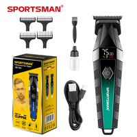 Tondeuse à cheveux électrique Sportsman avec écran numérique, batterie rechargeable, lames en acier inoxydable pour usage domestique, homme, barbier
