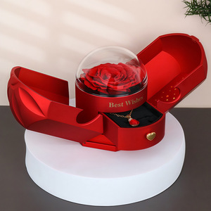 Scatola Regalo per Gioielli con Ali d'<span class=keywords><strong>Angelo</strong></span>, <span class=keywords><strong>Fiore</strong></span> Eterno, Rosa, Anello, Orecchini, Collana, Personalizzabile con Logo per San Valentino, Donne e Ragazze - Product Image 2