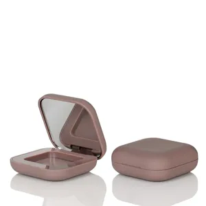 Nuovo Design cosmetico in gomma vernice vuota quadrata in polvere confezione compatta con specchio