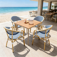 Tables et chaises de bistrot en rotin au design moderne, structure en aluminium, meubles en plastique pour l'extérieur, patio, jardin, salle à manger, hôtel