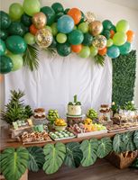 Kit d'arche de ballons personnalisée sur le thème des dinosaures avec bannière Dino et bannière Joyeux Anniversaire, ballons jungle pour enfants garçons