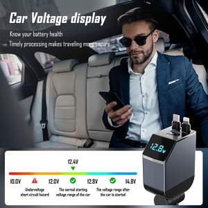 Chargeur de téléphone portable à charge super rapide quatre en un avec câble télescopique à affichage numérique 12-24v prise allume-cigare de voiture - Product Image 4