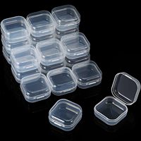 Petite boîte de rangement en plastique, boîtes organisatrices de perles, boîte de rangement transparente carrée à couvercle à charnière pour petits objets, bijoux, artisanat