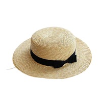 Chapeau de paille pour enfants, à large bord, avec nœud et ruban, style Fedora, pour la plage et l'été