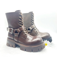 Bottes en cuir décontractées haut de gamme pour femmes, semelle en caoutchouc confortable, style professionnel personnalisé, nouveau style pour l'hiver, doublure en cuir véritable