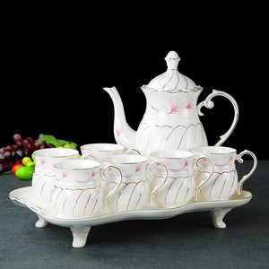 <b>Set</b> of 6 Arabic Style Ethiopian Porcelain Drinkware Coffee Cup Saucer & Tea Cups Pots Plates Gift Box Packing - Product Image 6