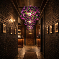 Lustre floral suspendu pour ambiance de bar, lampe décorative en forme de couronne de fleurs artificielles, idéal pour discothèque, vente en gros pour projets