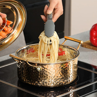 Casserole de cuisson en acier inoxydable triple couche de haute qualité, couleur or, antiadhésive, compatible gaz et induction, pour soupes et bouillons