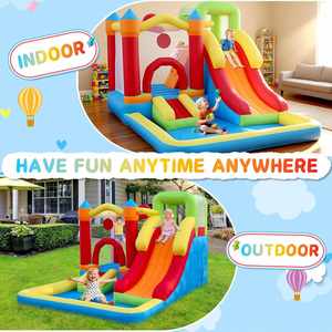 Château gonflable OEM Playwork avec barre transversale, grande zone de saut, petit toboggan, grand jeu de fléchettes, mur d'escalade, installation facile - Product Image 2