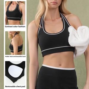 Sujetador Deportivo <span class=keywords><strong>VOGA</strong></span> con Efecto Nude, de Alta Sujeción, Secado Rápido, Spandex/Nylon, Bloques de Color, Tirantes Fijos, para Mujer, para Correr - Product Image 3