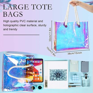 Borsa regalo da spiaggia in PVC trasparente impermeabile trasparente con logo personalizzato - Product Image 6