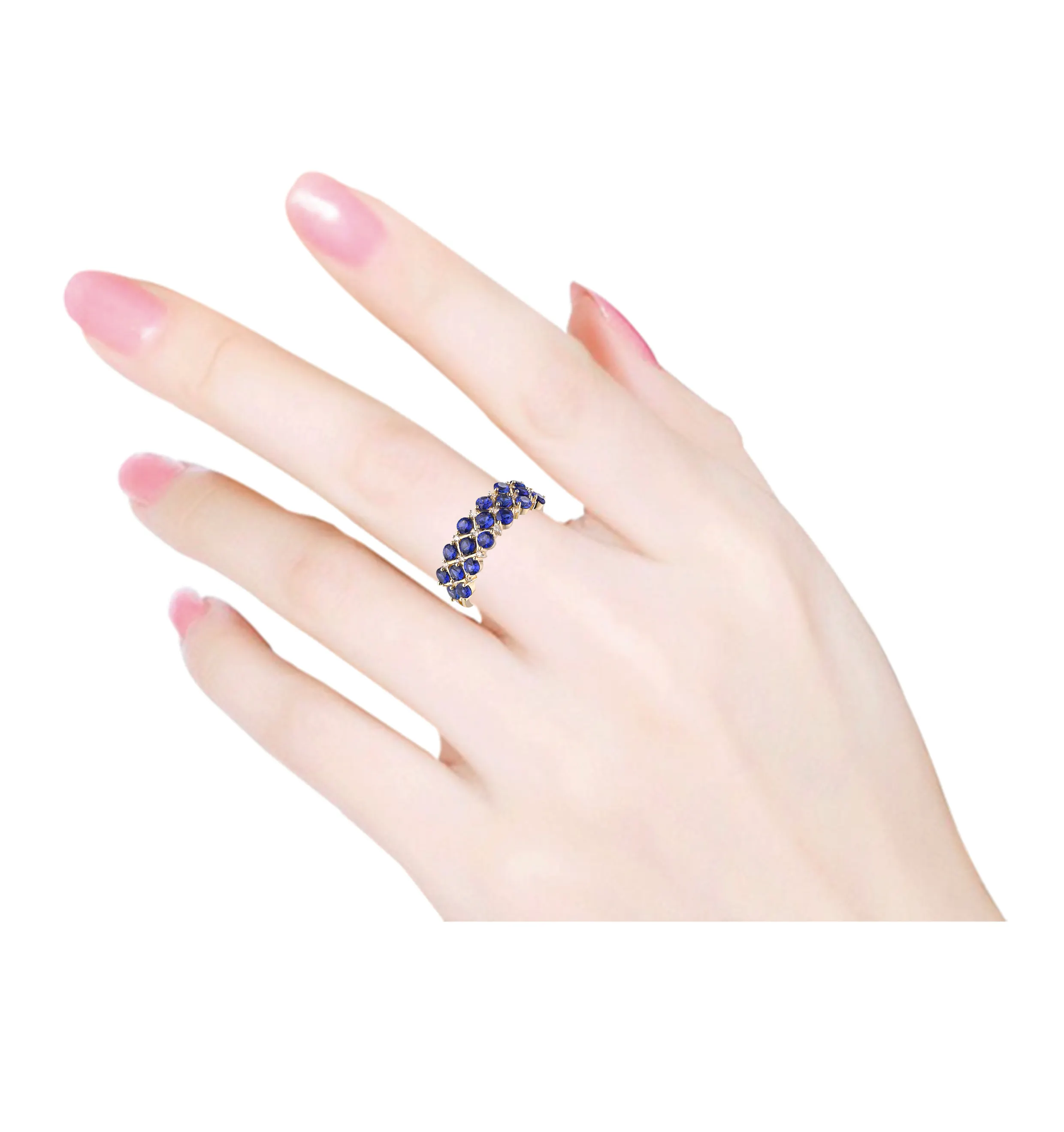 Beautiful Rings Beautiful Jewelry Sets 14K Pure Gold Natural Diamond Blue Sapphire Wedding Rings