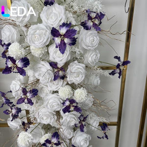 Arreglo Floral de Rosas Blancas y Moradas Personalizado de Fábrica LEDA, Camino de Mesa de Flores Artificiales para Decoración de Eventos y Bodas - Product Image 2
