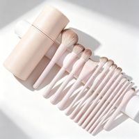 5/7/10/13-teiliges Kirschrosa Make-up Pinsel Set Großhandel Individuelles Logo Synthetische Borsten Mit Leder-Aufbewahrung Komplettes Make-up Pinsel Set