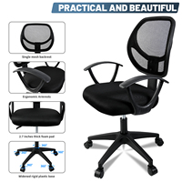 Chaise de bureau en maille ergonomique réglable, chaise de bureau pivotante de jeu avec pieds cinq étoiles en maille de Nylon PC
