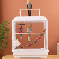 Cage à oiseaux à vue dégagée avec plateau coulissant et dessus ouvert, cage à perroquet pour la maison ou les voyages, cage en plexiglas, noir ou blanc.