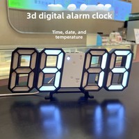 Grande horloge numérique 3D avec alarme et veilleuse, murale, minimaliste, en plastique, thermomètre lumineux, pour salon, haut de gamme