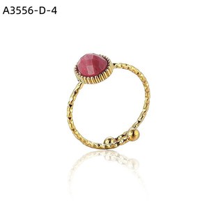 Anillo de Moda Amy Amy, Chapado en Oro, con Piedra Natural Redonda en Engaste Biselado, Estilo Bohemio, Joyería para Mujer, Regalo, Uso Diario - Product Image 4