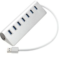 Hub USB 3.0 Aluminium 7 Port, Ekspander USB, Splitter untuk MacBook, Laptop, Surface Pro, PS5, PC