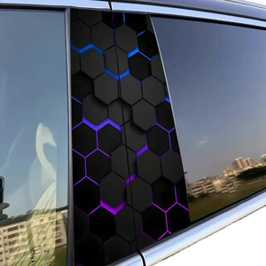 Laser Plaid PET Resin Self-Adhesive Space-Themed Rectangle <b>Car</b> <b>Decals</b> B-Pillar Scratch-Resistant Stickers - Product Image 1