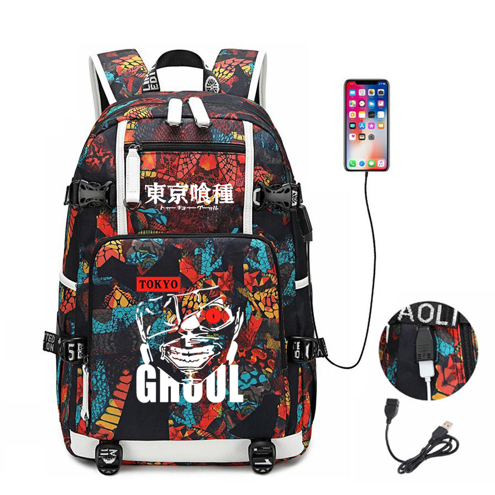 Anime Tokyo Ghoul Graphic Print Backpack With Laptop Pocket