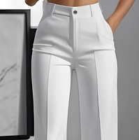 Pantalon de Costume Élégant pour Femme – Taille Mi-Haute, Coupe Droite, Longueur Intégrale, en Spandex/Polyester – Nouvelle Collection Automne Hiver