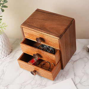 Caja de Almacenamiento de Joyas de Madera Maciza, Nogal Negro, Pequeña, Moderna, Rectangular, Duradera, Ahorra Espacio, Decoración del Hogar - Product Image 3