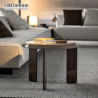 Table à thé en acier inoxydable avec design en marbre naturel Ensemble de tables à café rondes modernes de luxe en pierre frittée en métal