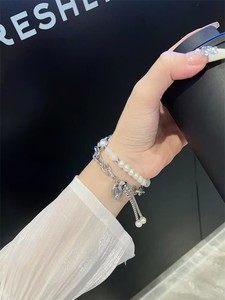 Bracelet de montre en métal pour <span class=keywords><strong>Apple</strong></span> <span class=keywords><strong>Watch</strong></span> pour Iwatch87se, <span class=keywords><strong>pendentif</strong></span> sirène à la mode, cristal, perle, haut de gamme - Product Image 6