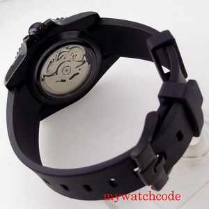 40mm PVD 블랙 SUB 다이브 기계식 시계 남자 NH36A 운동 블랙 상어 손 20bar 방수 손목 시계 곡선 실리콘 밴드 - Product Image 5
