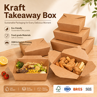 Boîte alimentaire en kraft résistante à la graisse pour service de restauration et repas à emporter, avec logo personnalisé