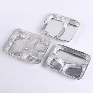 <span class=keywords><strong>Barquette</strong></span> alimentaire jetable en <span class=keywords><strong>aluminium</strong></span> argenté à <span class=keywords><strong>3</strong></span> <span class=keywords><strong>compartiments</strong></span>, 780 ml/26,4 oz, avec couvercle en papier, qualité alimentaire, facile à transporter - Product Image 2