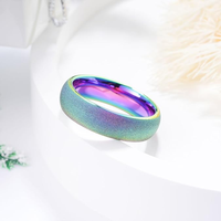 Bague tendance en tungstène sablé arc-en-ciel pour femme, bagues de mariage en tungstène pour femme, bijoux de mode pour filles