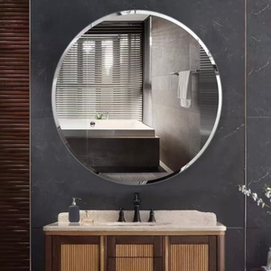 Miroir de salle de bain rond en <span class=keywords><strong>verre</strong></span> doré Art Déco moderne, <span class=keywords><strong>cadre</strong></span> flottant, épaisseur 4 mm, personnalisable, décoration de meubles de salon - Product Image 3