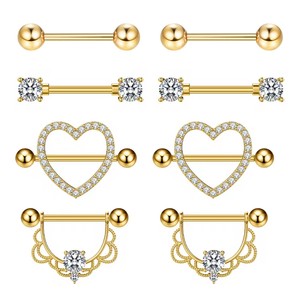 Nouveau acier inoxydable en forme de coeur Zircon haltère mamelon anneau <span class=keywords><strong>Sexy</strong></span> femmes corps <span class=keywords><strong>Piercing</strong></span> mamelon ongles ensemble - Product Image 5