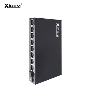 Convertisseur de média fibre optique Xicom 1 optique 8 électriques, 1 optique 1 électrique pour la surveillance des réseaux vidéo - Product Image 1