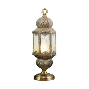 Syadi iluminación estilo marroquí vidrieras láser tallado patrón hueco lámpara de mesa para Decoración