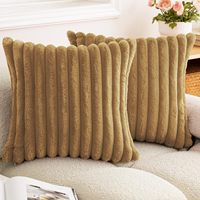 Housse de coussin INS à rayures verticales en fausse fourrure de lapin, avec fermeture éclair, style nordique, carrée, tissée, pour la maison et l'hôtel