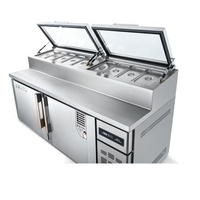 Refrigerador Comercial con Mostrador de Acero Inoxidable, Enfriador de Pizza, Congelador para Ensaladas