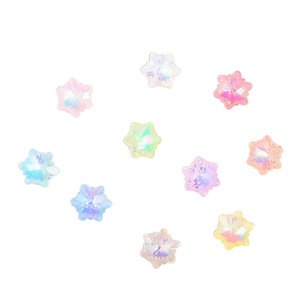 Strass en verre cristal flocon de neige à dos plat, colorés, pour accessoires de nail art DIY, effet bling-bling - Product Image 5