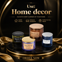 Vente en gros de pots à bougies en verre parfumés vides de 10 oz et 15 oz, cylindriques et ronds, avec couvercle en métal